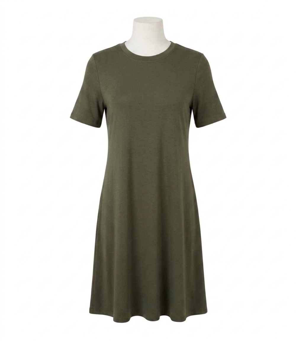 NEW KAREN KANE short sleeve a-line dress in olive